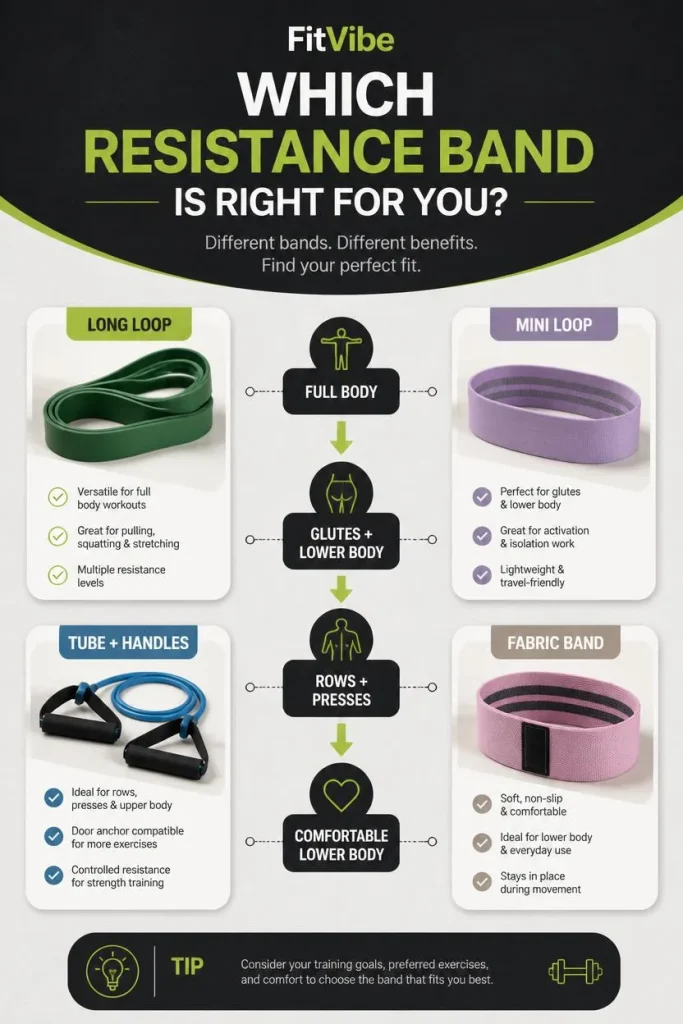 A simple visual decision tree that answers which band type to choose based on the reader's goal.