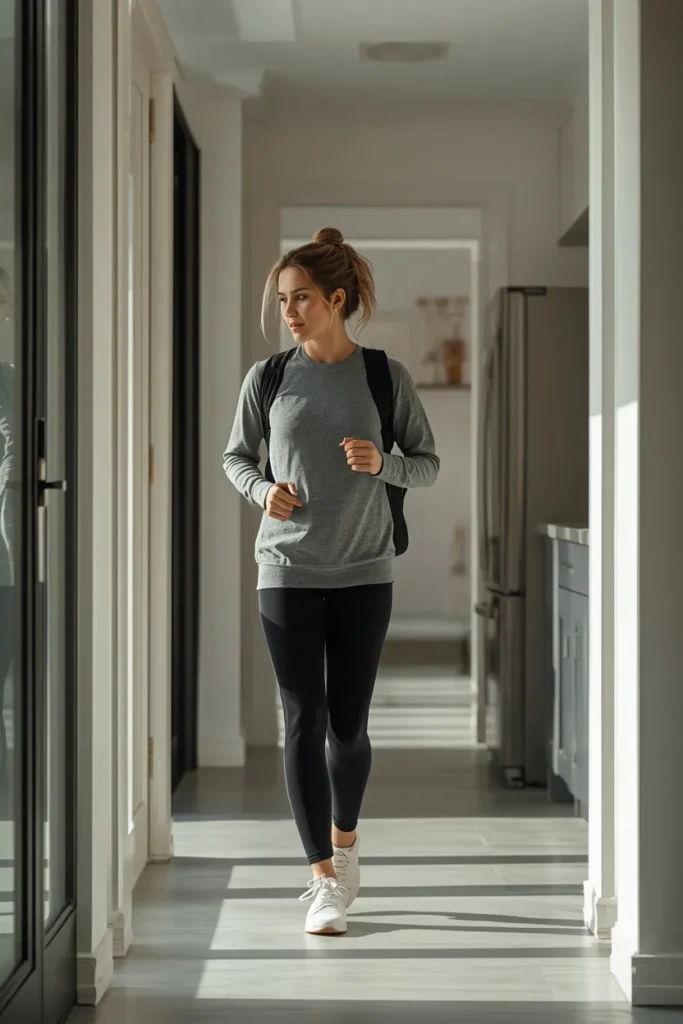 Active adult incorporating walking and everyday movement into a busy day