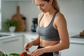 Weekly healthy routine combining meal preparation, walking, and strength training