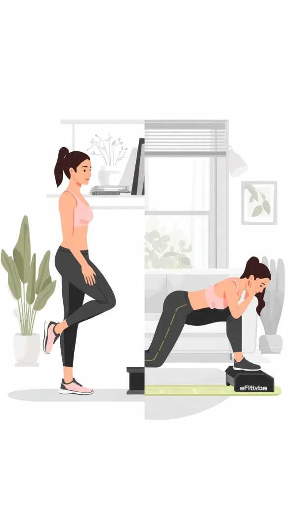 Beginner combining low-impact cardio with bodyweight strength exercises at home