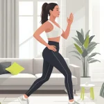 Beginner doing a low-impact cardio workout at home without running