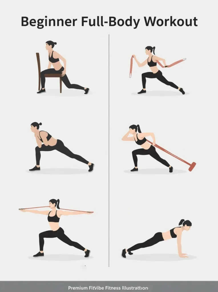 Beginner exercise progression from easier to more challenging workout variations