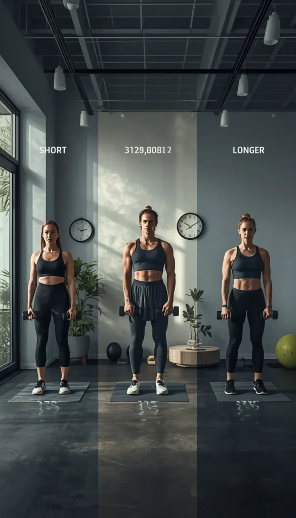 Beginner workout comparison showing 10-minute, 20-minute, and 30-minute workout options.