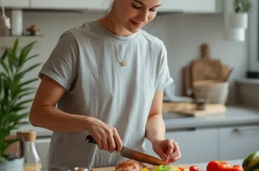 Healthy eating habits and nutritious foods arranged for a fresh start