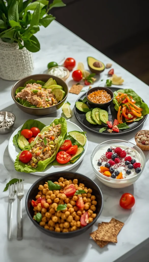 No-cook high-protein lunches in bowls and wraps