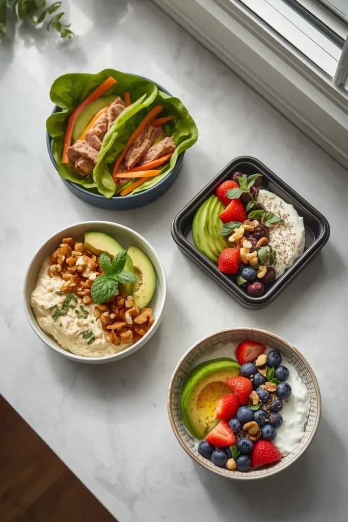 Turkey wraps, cottage cheese bowl and yogurt lunch