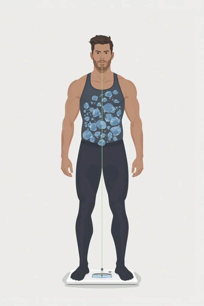 Educational visual showing why creatine can increase body weight through increased muscle water retention