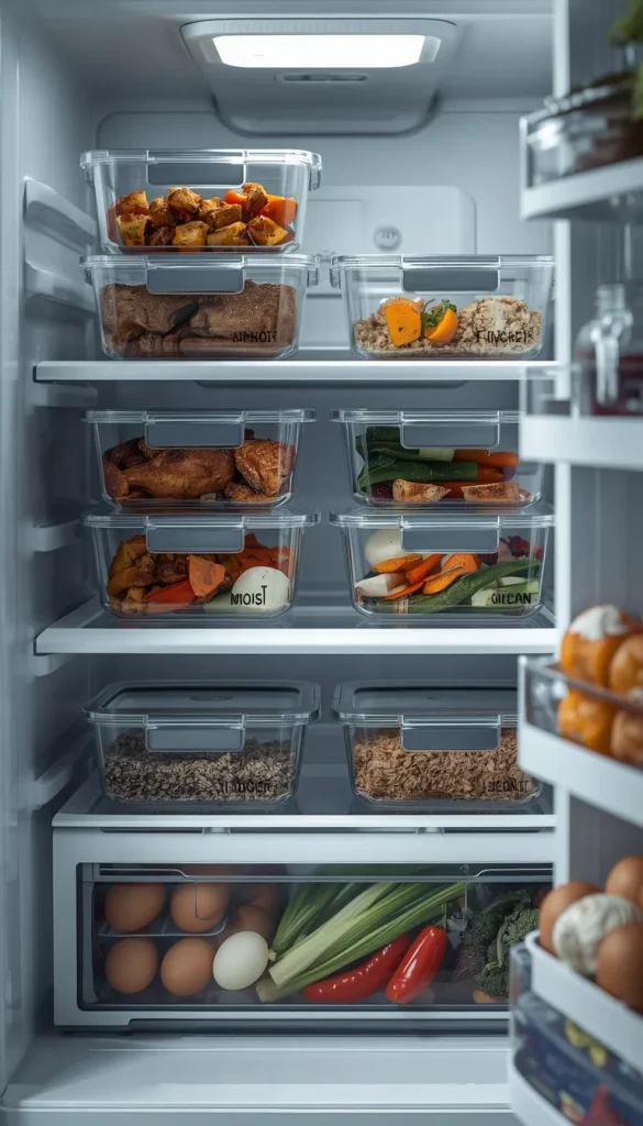 How long meal prep lasts in the fridge with organized refrigerated meal containers